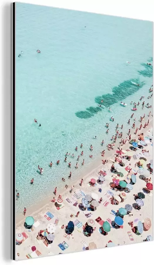 MuchoWow Wanddecoratie Metaal Aluminium Schilderij Industrieel Zee Strand Parasols Blauw Zomer 30x40 cm Dibond Foto op aluminium Industriële muurdecoratie Voor de woonkamer slaapkamer - Foto 2