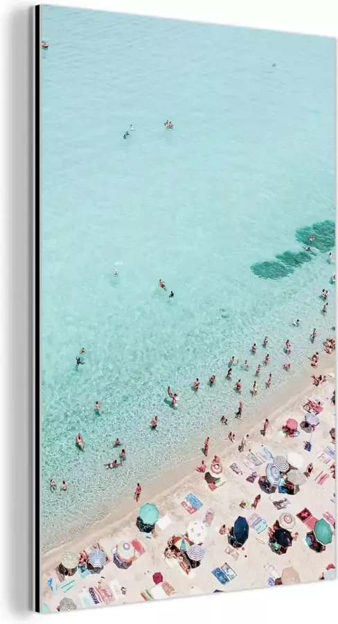 MuchoWow Wanddecoratie Metaal Aluminium Schilderij Industrieel Zee Strand Parasols Blauw Zomer 40x60 cm Dibond Foto op aluminium Industriële muurdecoratie Voor de woonkamer slaapkamer - Foto 2