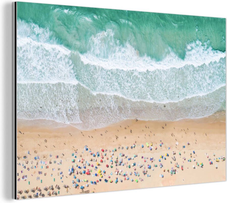 MuchoWow Wanddecoratie Metaal Aluminium Schilderij Industrieel Zee Strand Parasols Water Zomer 120x80 cm Dibond Foto op aluminium Industriële muurdecoratie Voor de woonkamer slaapkamer