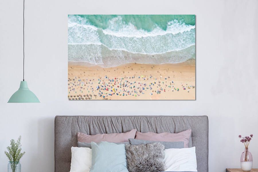 MuchoWow Wanddecoratie Metaal Aluminium Schilderij Industrieel Zee Strand Parasols Water Zomer 150x100 cm Dibond Foto op aluminium Industriële muurdecoratie Voor de woonkamer slaapkamer - Foto 2