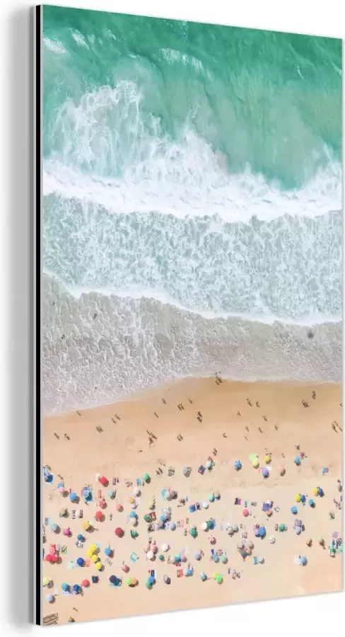 MuchoWow Wanddecoratie Metaal Aluminium Schilderij Industrieel Zee Strand Parasols Water Zomer 20x30 cm Dibond Foto op aluminium Industriële muurdecoratie Voor de woonkamer slaapkamer