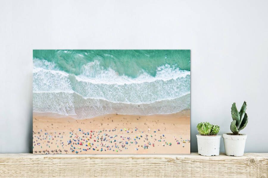 MuchoWow Wanddecoratie Metaal Aluminium Schilderij Industrieel Zee Strand Parasols Water Zomer 30x20 cm Dibond Foto op aluminium Industriële muurdecoratie Voor de woonkamer slaapkamer - Foto 2