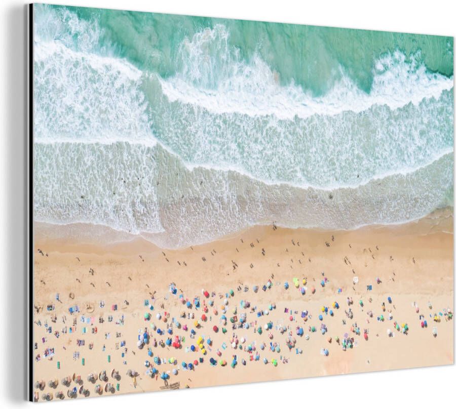 MuchoWow Wanddecoratie Metaal Aluminium Schilderij Industrieel Zee Strand Parasols Water Zomer 60x40 cm Dibond Foto op aluminium Industriële muurdecoratie Voor de woonkamer slaapkamer