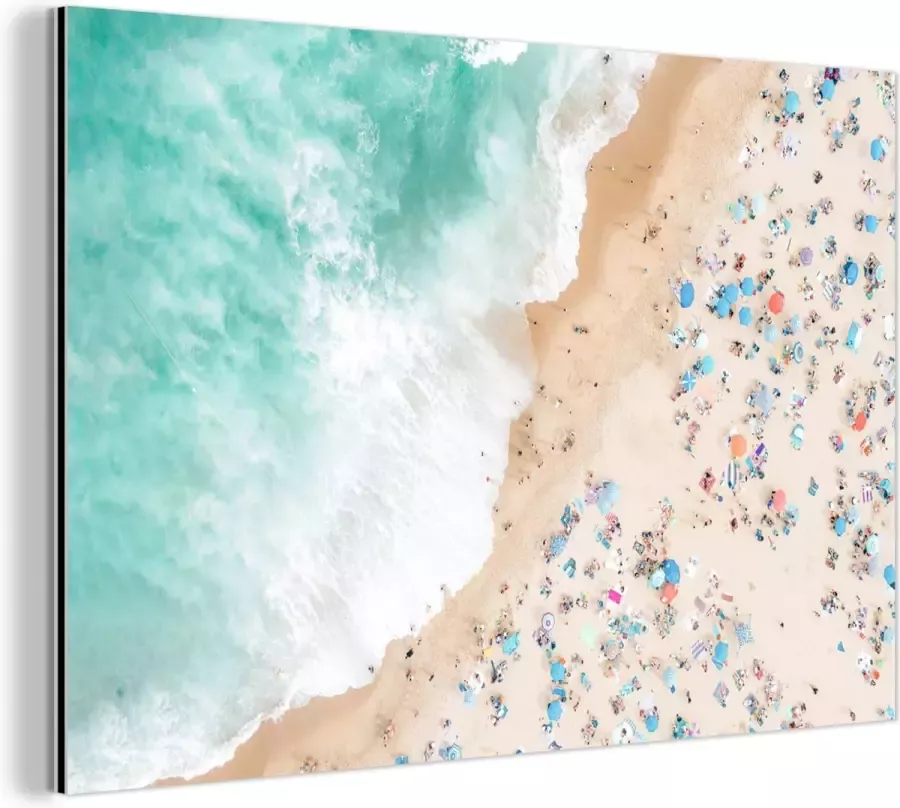 MuchoWow Wanddecoratie Metaal Aluminium Schilderij Industrieel Zee Strand Parasols Zomer 120x80 cm Dibond Foto op aluminium Industriële muurdecoratie Voor de woonkamer slaapkamer