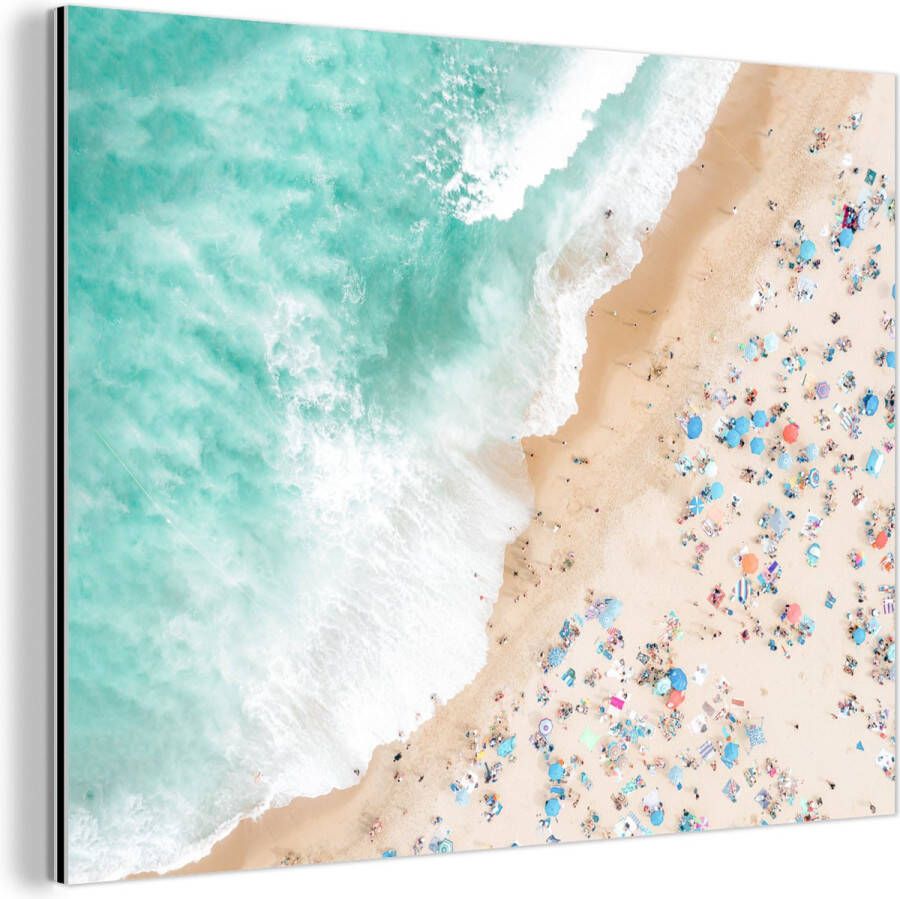 MuchoWow Wanddecoratie Metaal Aluminium Schilderij Industrieel Zee Strand Parasols Zomer 120x90 cm Dibond Foto op aluminium Industriële muurdecoratie Voor de woonkamer slaapkamer