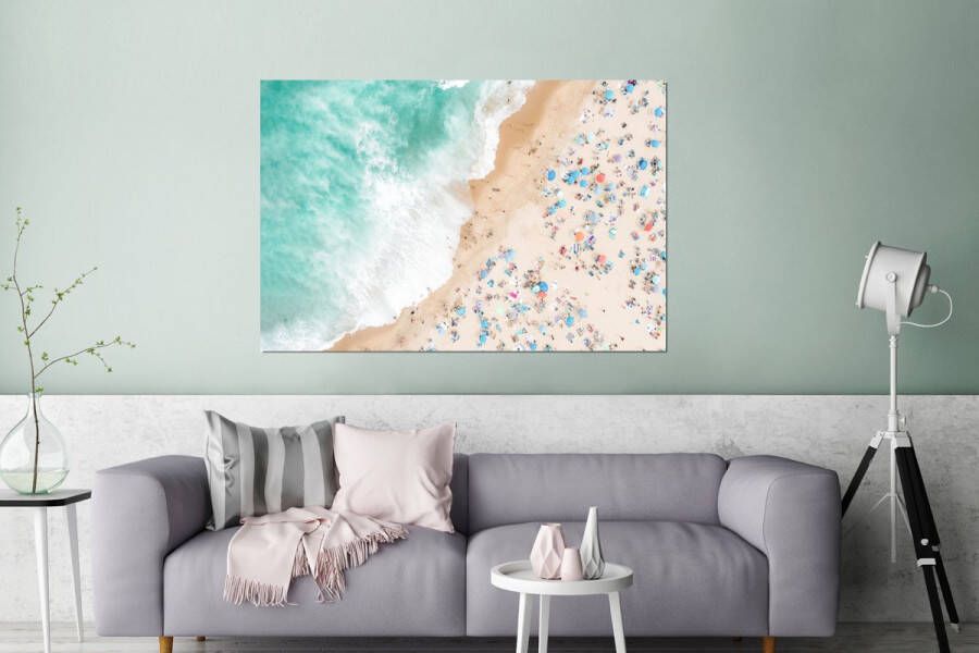 MuchoWow Wanddecoratie Metaal Aluminium Schilderij Industrieel Zee Strand Parasols Zomer 180x120 cm Dibond Foto op aluminium Industriële muurdecoratie Voor de woonkamer slaapkamer