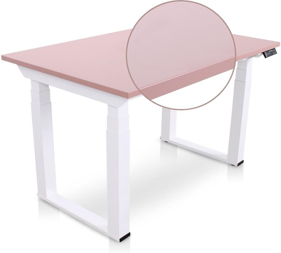 Multi Ratio Lineaflex MRC SOLID Zit-Sta Bureau – Elektrisch Verstelbaar – 140x80 cm – Blad Dusty Rose – Wit Frame – ARBO Norm NEN-EN 527 – Met memorybediening – 200 KG Draagvermogen – 130 cm Hoog