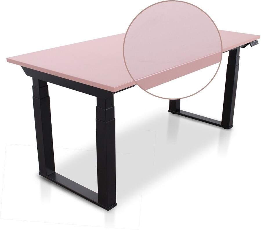 Multi Ratio Lineaflex MRC SOLID Zit-Sta Bureau – Elektrisch Verstelbaar – 160x80 cm – Blad Dusty Rose – Zwart Frame – ARBO Norm NEN-EN 527 – Met memorybediening – 200 KG Draagvermogen – 130 cm Hoog