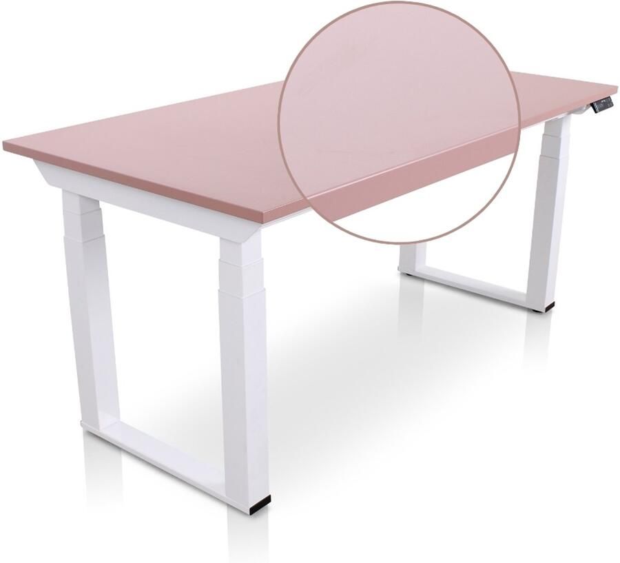 Multi Ratio Lineaflex MRC SOLID Zit-Sta Bureau – Elektrisch Verstelbaar – 180x80 cm – Blad Dusty Rose – Wit Frame – ARBO Norm NEN-EN 527 – Met memorybediening – 200 KG Draagvermogen – 130 cm Hoog