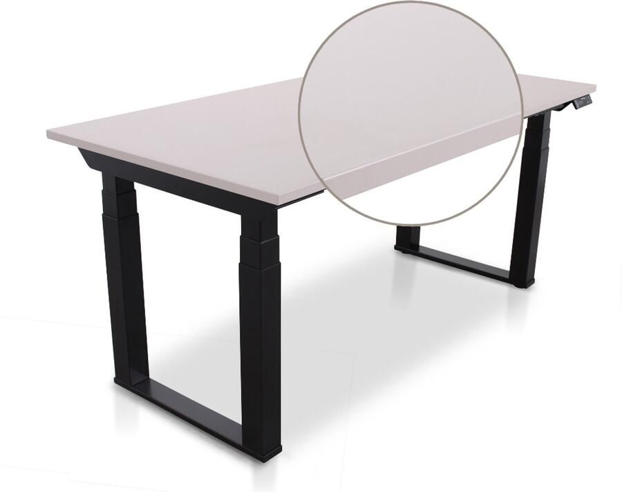 Multi Ratio Lineaflex MRC SOLID Zit-Sta Bureau – Elektrisch Verstelbaar – 160x80 cm – Blad Sand Grey – Zwart Frame – ARBO Norm NEN-EN 527 – Met memorybediening – 200 KG Draagvermogen – 130 cm Hoog