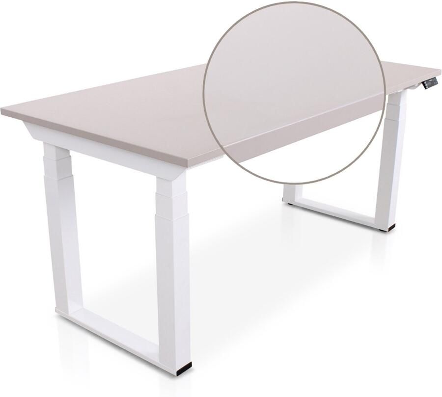 Multi Ratio Lineaflex MRC SOLID Zit-Sta Bureau – Elektrisch Verstelbaar – 180x80 cm – Blad Sand Grey – Wit Frame – ARBO Norm NEN-EN 527 – Met memorybediening – 200 KG Draagvermogen – 130 cm Hoog