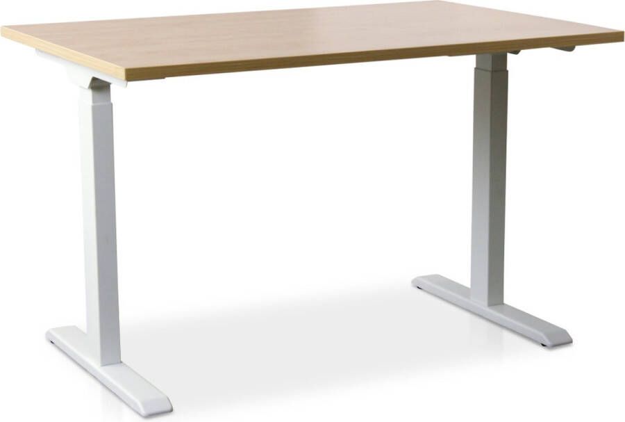 Multi Ratio Zit-sta bureau snelslinger verstelbaar MRC FAST FLEX 120 x 80 cm frame wit blad robuust eiken