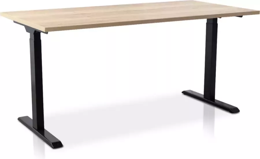Multi Ratio Zit-sta bureau snelslinger verstelbaar MRC FAST FLEX 160 x 80 cm frame zwart blad robuust eiken