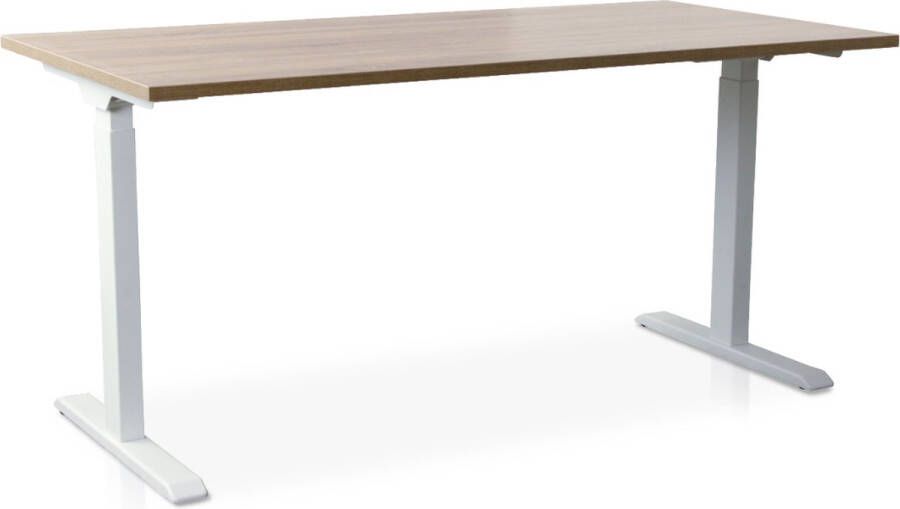 Multi Ratio Zit-sta bureau snelslinger verstelbaar MRC FAST FLEX 180 x 80 cm frame wit blad midden eiken