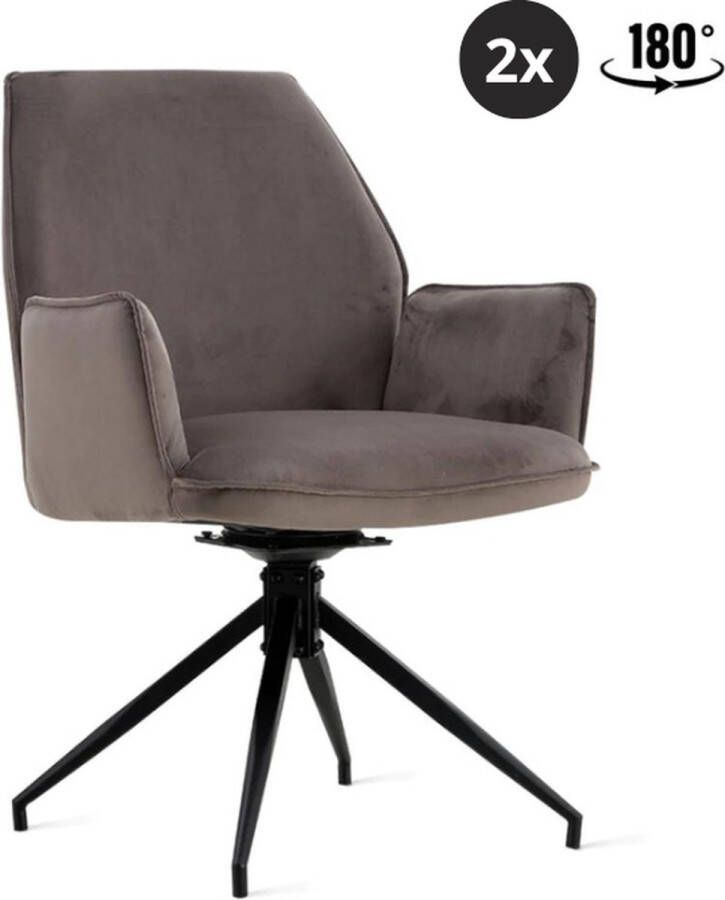 Relaxt Wonen Eetkamerstoel Jill Velvet Antraciet Set van 2 stuks