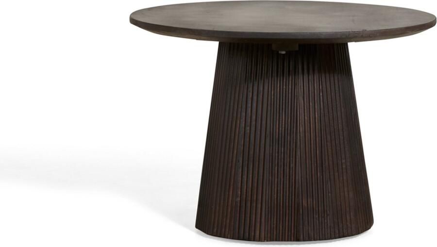 By fonQ Grand Bijzettafel Donkerbruin Mangohout Ø 60 cm