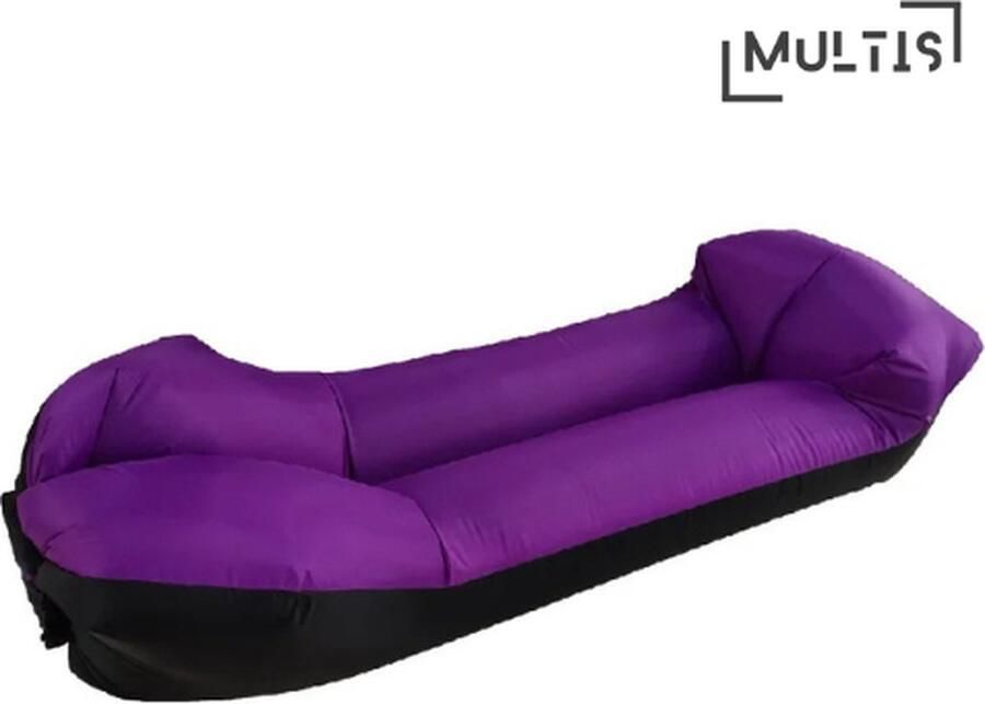Multis Loungebank Opblaasbaar Opblaasbare Bank Luchtbed Sofa Opblaasbare Stoel Opblaasbare Lounge Luchtzak Geschikt voor Tuin en Strand 240x70 cm Tot 400kg Paars Zwart