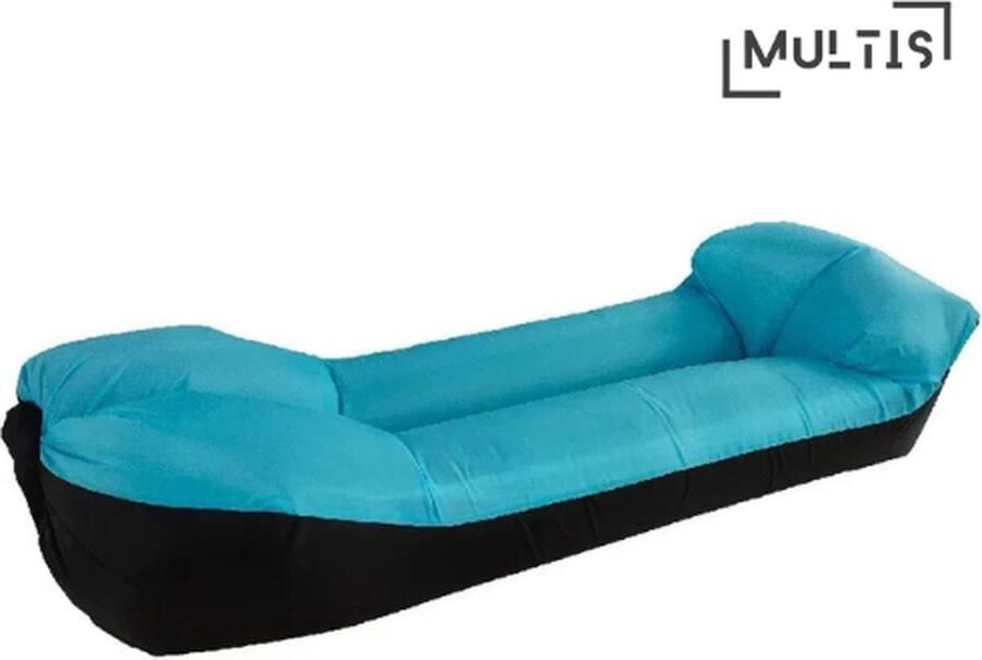 Multis Loungebank Opblaasbaar Opblaasbare Bank Luchtbed Sofa Opblaasbare Stoel Opblaasbare Lounge Luchtzak Geschikt voor Tuin en Strand 240x70 cm Tot 400kg Lichtblauw Zwart