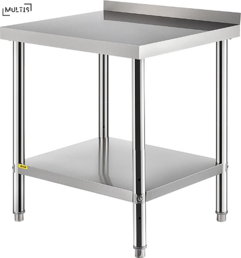 Multis RVS Werktafel Keukentafel Trolley Met Verstelbare Voeten Commercieel Thuis Hotel Restaurant Zware Keuken Bereidingstafel Werktafel 76 2X61X89cm RVS