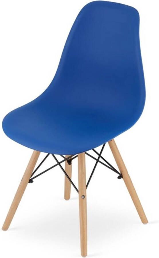 Multistore Set van 4 kuipstoelen met beuken houten poten Eetkamer stoelen Blauw