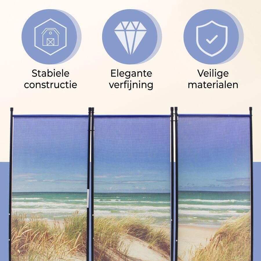 Muntel Kamerscherm 3-delig Privacy scherm UV- Bestendig Zee 170 x 165 Cm PVC