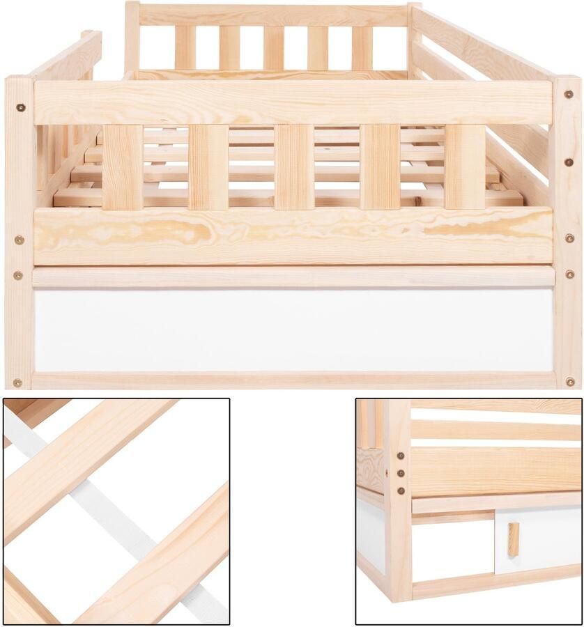 Muntel Kinderbed Veiligheid Kasten Hout Lichtbruin 160 x 80cm