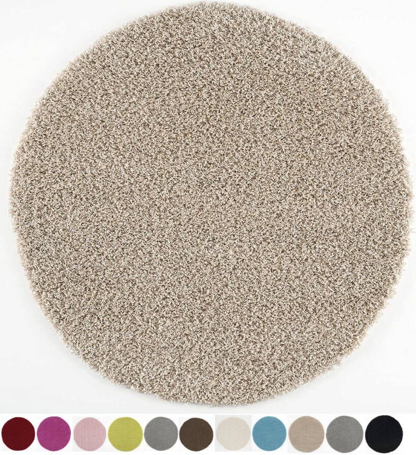 Muratap Balais Shaggy Plus Rond Effen Hoogpolig Vloerkleed Tapijt Beige- 240 CM ROND