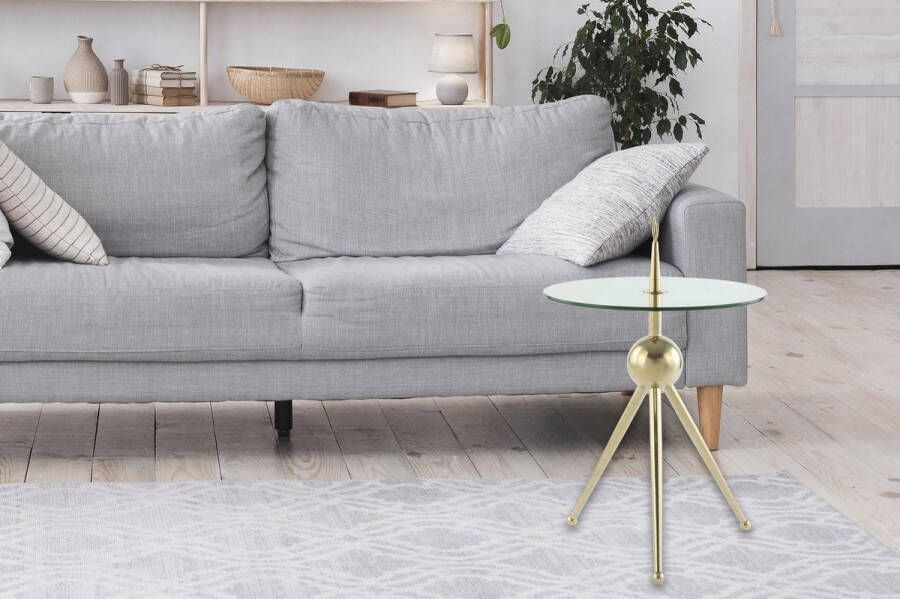 Muratap Bijzettafel Rond Ontario 325 Glas RVS Goud Default