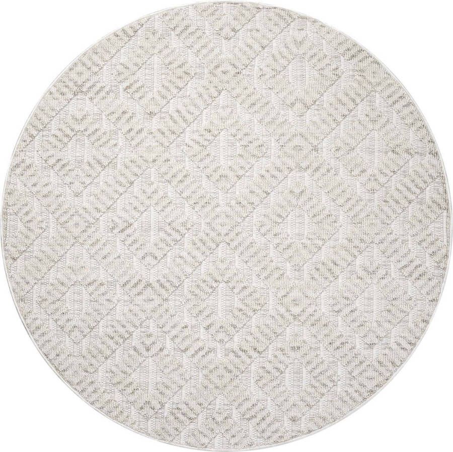 Muratap Clasico Vloerkleed Woonkamer Laagpolig Creme Tapijt- 160 CM ROND