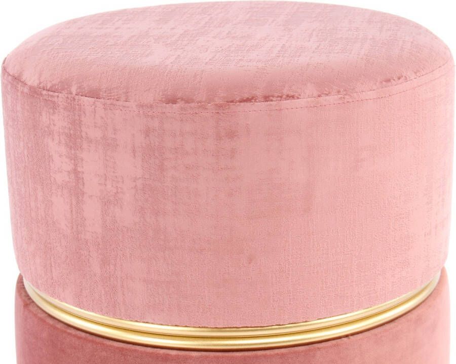 Muratap Cleopatra Velvet Rond Fluweel Hocker Poef Roze- 40 CM ROND