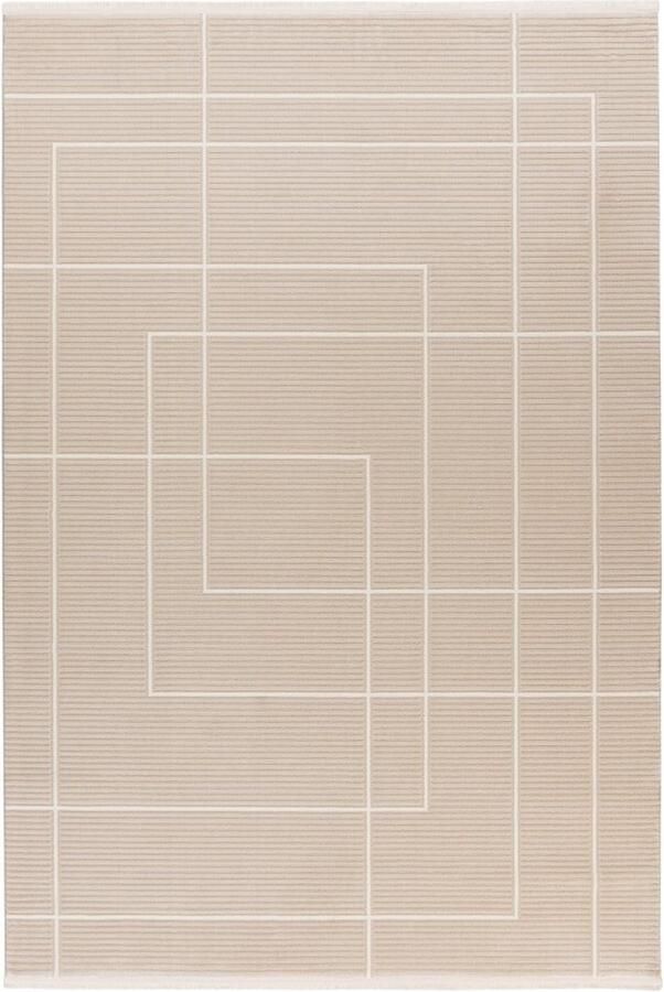 Muratap Basic Home Abstract Vloerkleed Laagpolig Tapijt Soft Touch Effen Beige- 200x290 CM