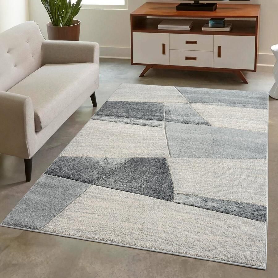 Muratap Tapijtenloods Bonito Trendy Vloerkleed 3D Grijs 200x290 CM Modern Tapijt Laagpolig
