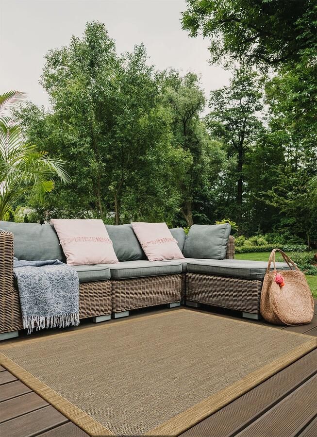 Muratap Brussels Buitenkleed – Effen Indoor & Outdoor Vloerkleed – Tuinkleed Balkonkleed – Jute- 140x200 CM