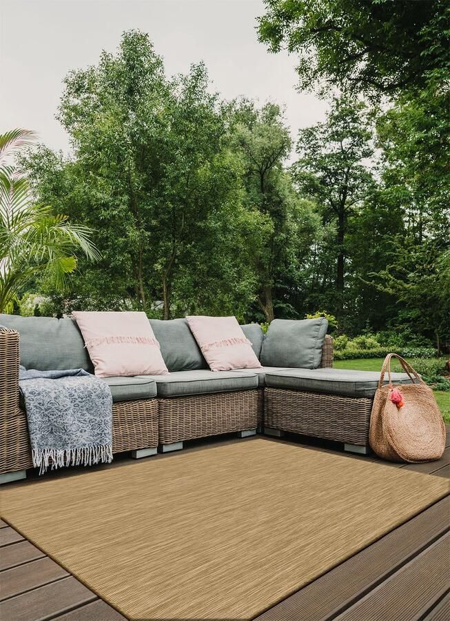 Muratap Brussels Uni Buitenkleed – Effen Indoor & Outdoor Vloerkleed – Tuinkleed Balkonkleed – Jute- 200x290 CM