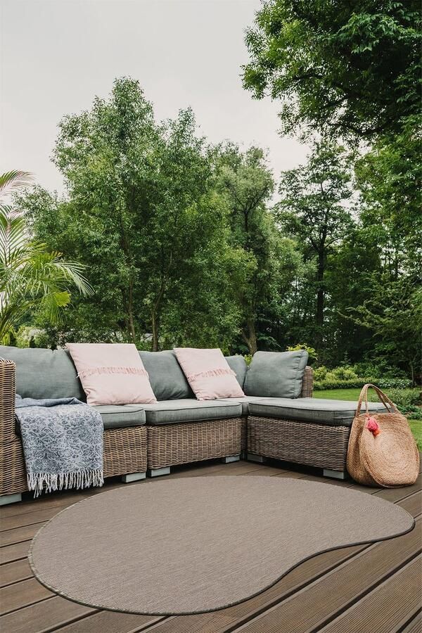 Muratap Brussels Uni Buitenkleed – Organisch Effen Indoor & Outdoor Vloerkleed – Tuinkleed Balkonkleed – Linnen Beige- 200x290 CM Organisch