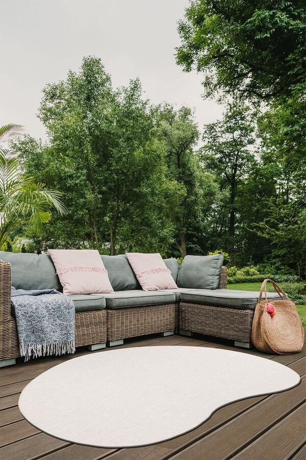 Muratap Brussels Uni Buitenkleed – Organisch Effen Indoor & Outdoor Vloerkleed – Tuinkleed Balkonkleed – Creme Wit- 160x230 CM Organisch