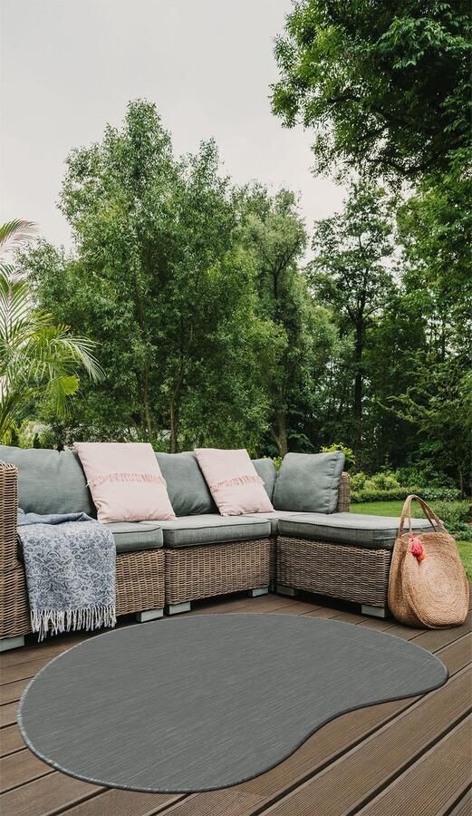 Muratap Brussels Uni Buitenkleed – Organisch Effen Indoor & Outdoor Vloerkleed – Tuinkleed Balkonkleed – Zilver Grijs- 160x230 CM Organisch