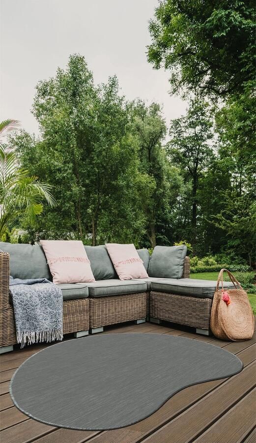 Muratap Brussels Uni Buitenkleed – Organisch Effen Indoor & Outdoor Vloerkleed – Tuinkleed Balkonkleed – Zilver Grijs- 240x340 CM Organisch