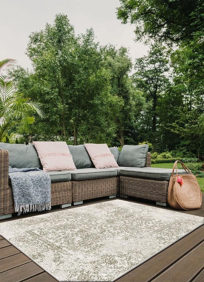 Muratap Brussels Vintage Buitenkleed – Indoor & Outdoor Vloerkleed – Tuinkleed Balkonkleed – Linnen Beige- 280x380 CM