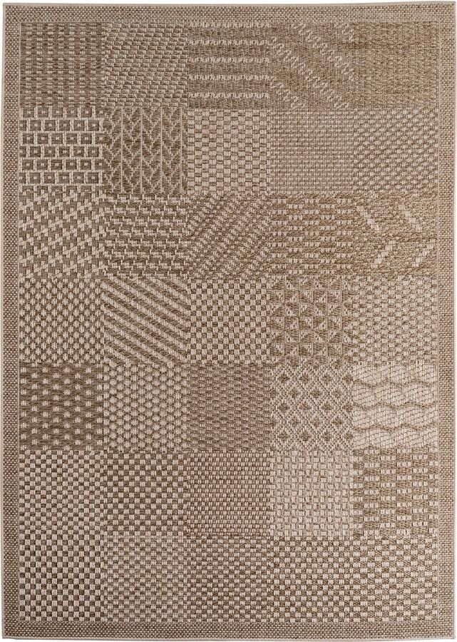 Muratap Buitenkleed IBIZA – Effen Vloerkleed – 3D Look – Voor Tuin Terras & Binnen Beige- 280x370 CM