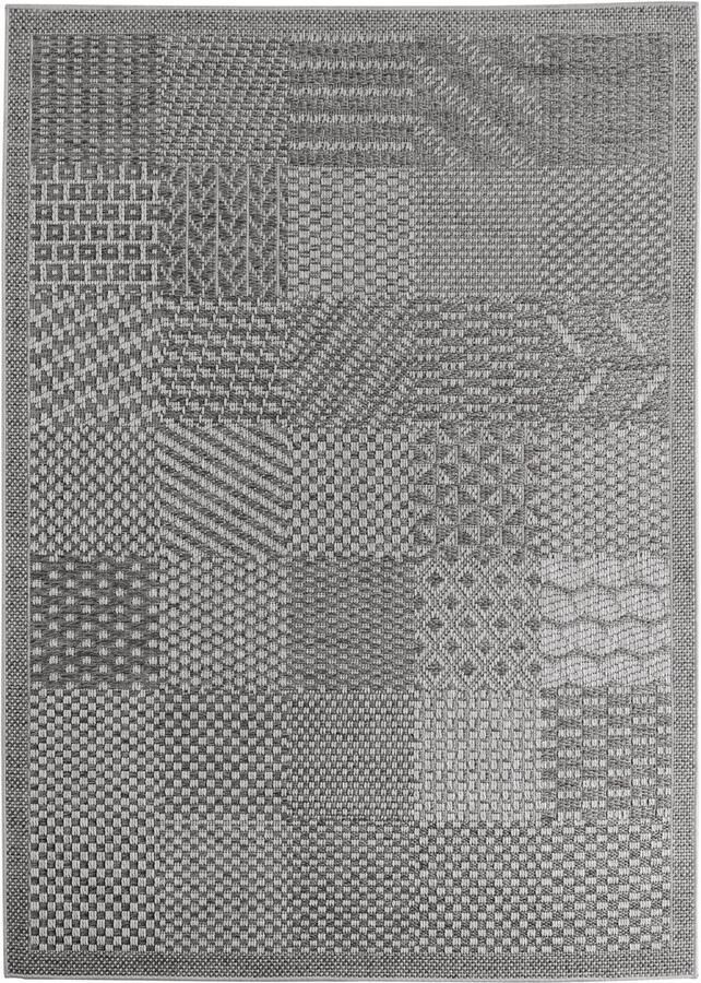 Muratap Buitenkleed IBIZA – Effen Vloerkleed – 3D Look – Voor Tuin Terras & Binnen Grijs- 280x370 CM - Foto 2