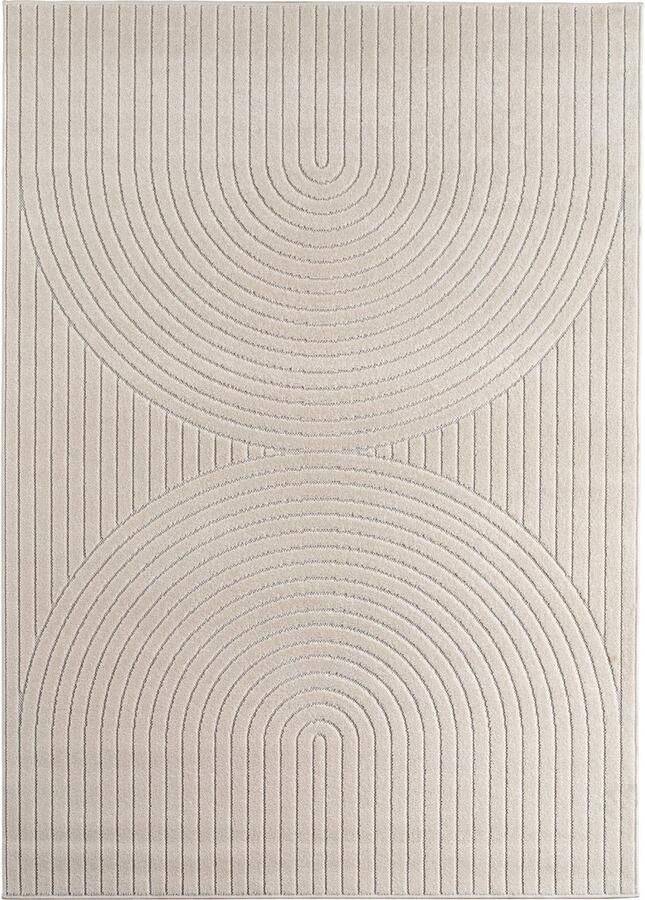 Muratap Buitenkleed NOVA – Indoor & Outdoor Vloerkleed– Japandi & Scandinavisch Design – Effen 3D-Look Weerbestendig & UV-proof Creme- 280x370 CM