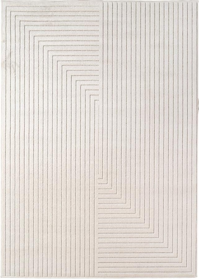 Muratap Buitenkleed NOVA – Indoor & Outdoor Vloerkleed– Japandi & Scandinavisch Design – Effen 3D-Look Weerbestendig & UV-proof Creme- 80x150 CM