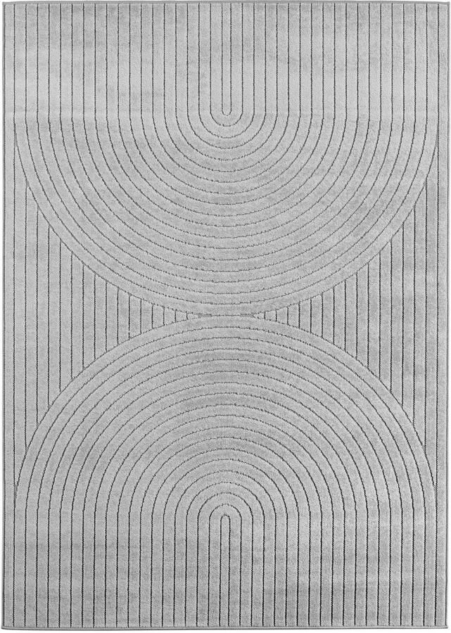 Muratap Buitenkleed NOVA – Indoor & Outdoor Vloerkleed– Japandi & Scandinavisch Design – Effen 3D-Look Weerbestendig & UV-proof Zilver- 160x230 CM