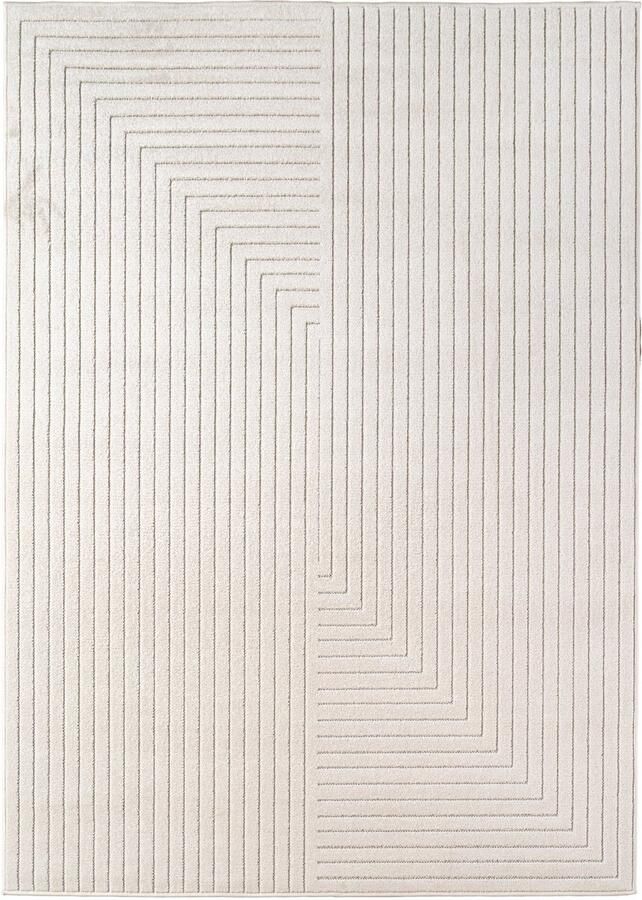 Muratap Buitenkleed NOVA – Indoor & Outdoor Vloerkleed– Japandi & Scandinavisch Design – Effen 3D-Look Weerbestendig & UV-proof Creme- 280x370 CM - Foto 2