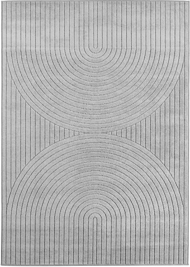 Muratap Buitenkleed NOVA – Indoor & Outdoor Vloerkleed– Japandi & Scandinavisch Design – Effen 3D-Look Weerbestendig & UV-proof Zilver- 80x250 CM