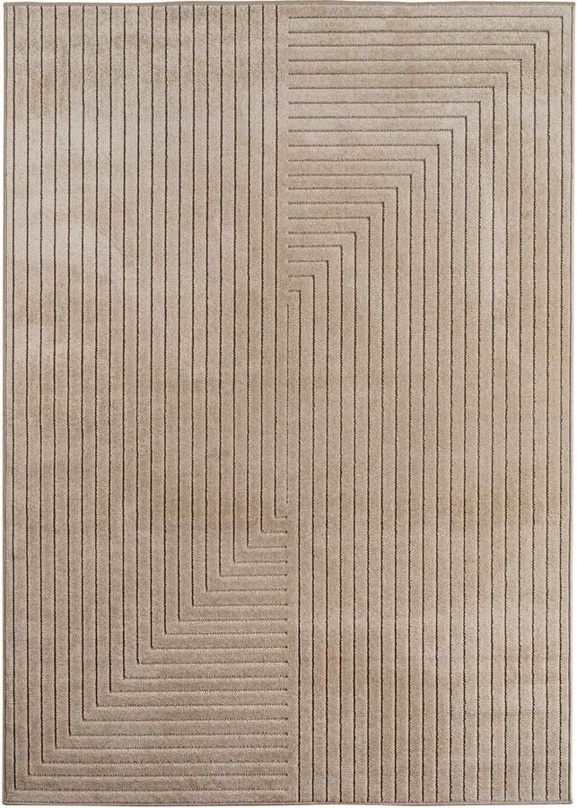 Muratap Buitenkleed NOVA – Indoor & Outdoor Vloerkleed– Japandi & Scandinavisch Design – Effen 3D-Look Weerbestendig & UV-proof Beige- 140x200 CM