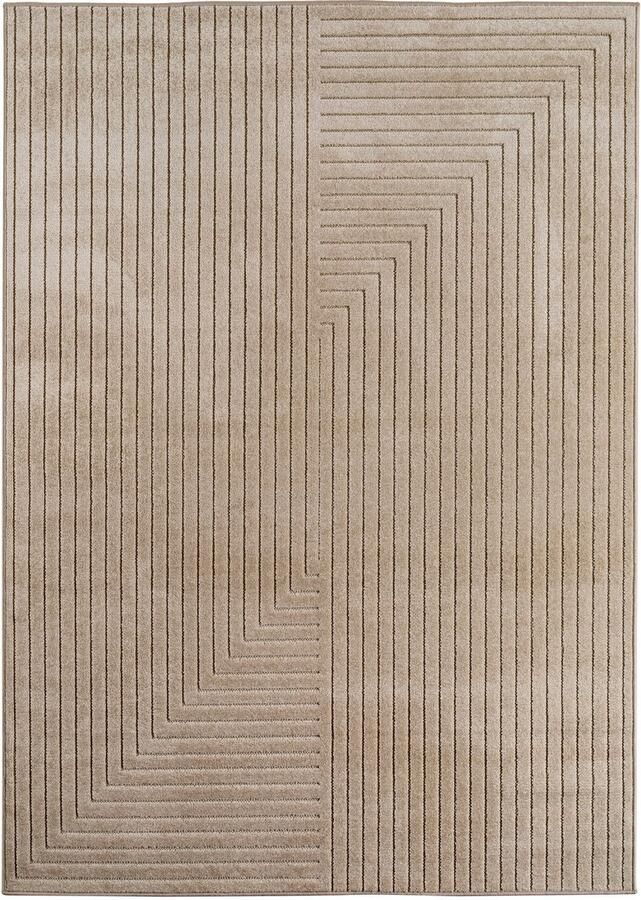 Muratap Buitenkleed NOVA – Indoor & Outdoor Vloerkleed– Japandi & Scandinavisch Design – Effen 3D-Look Weerbestendig & UV-proof Beige- 80x250 CM