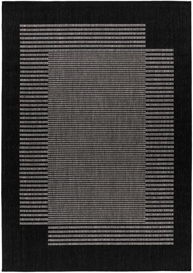 Muratap Casa Buitenkleed – Indoor & Outdoor Sisal-Look Vloerkleed Weerbestendig Tuin Balkonkleed Zwart Grijs- 80x150 CM