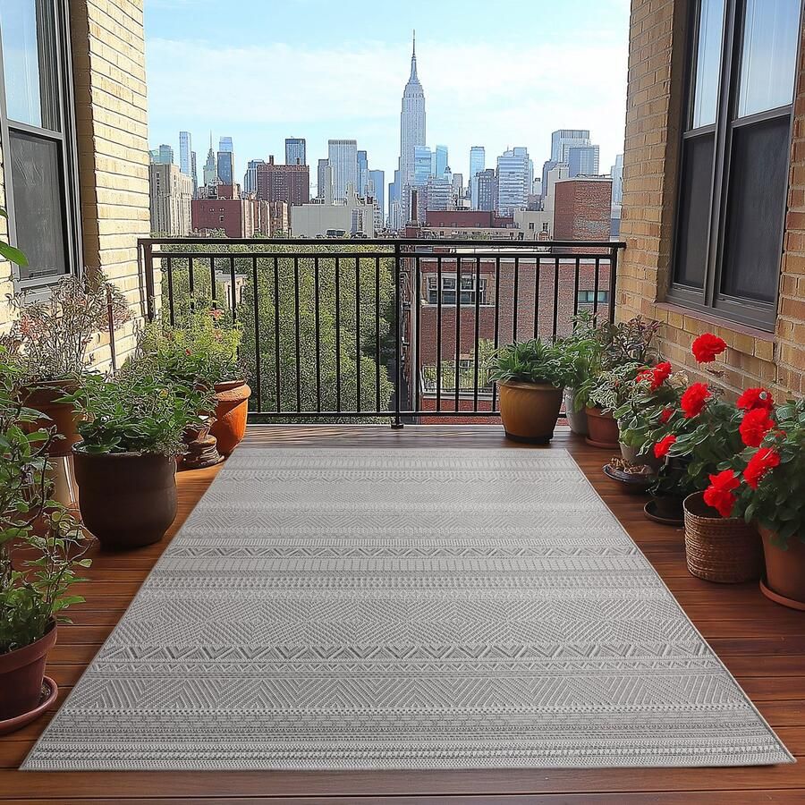 Muratap Desert Style Buitenkleed – Outdoor Vloerkleed Boho Look Weer- & UV-bestendig Grijs- 120x170 CM